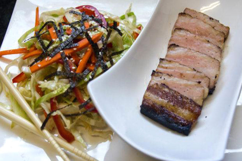 Asian Marinated Pork Belly with Asian Slaw
