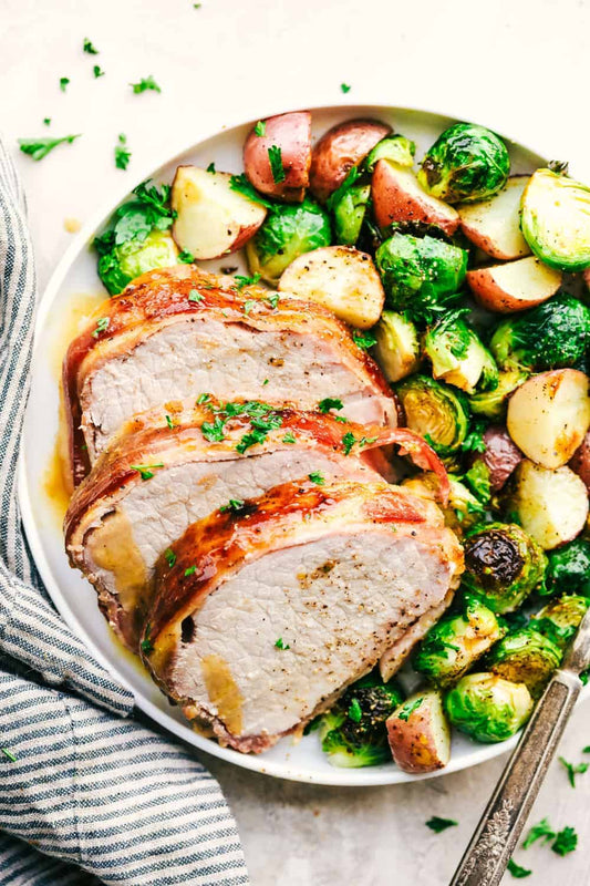 Slow Cooker Bacon Wrapped Maple Glazed Pork Recipe