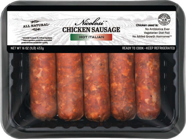Nicolosi's ABF Hot Italian Chicken Sausage - Nicolosi Foods