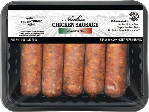 Nicolosi's ABF Jalapeno Bratwurst Chicken Sausage - Nicolosi Foods