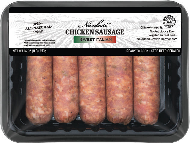 Nicolosi's ABF Sweet Italian Chicken Sausage - Nicolosi Foods
